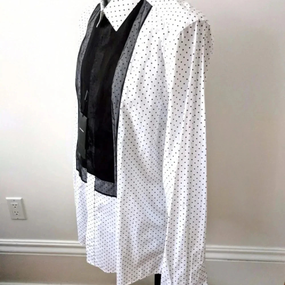 Dolce & Gabbana Shirt Mens Black White Dots‎ Tuxedo Size 43  NEW with Tags